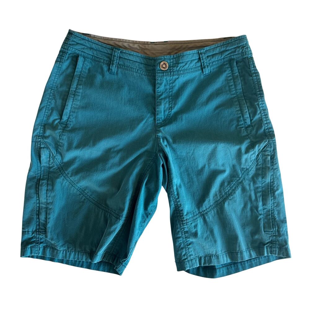 KUHL Spire Hiking Shorts Sz 8 Teal Blue UPF50 Gorpcore Sportif Hiking Camping - Picture 2 of 15